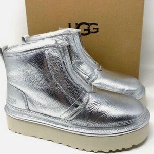 Silver platform zip up Uggs